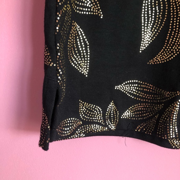 Karen Scott Black and Gold Floral Shirt - Picture 6 of 8